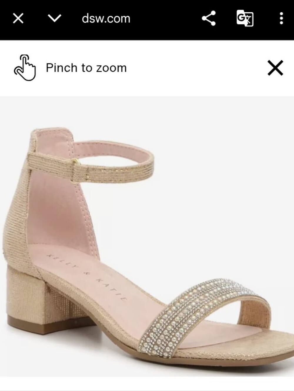 Kelly & Katie Gold Open-Toe Ankle Strap Block Heel Sandals